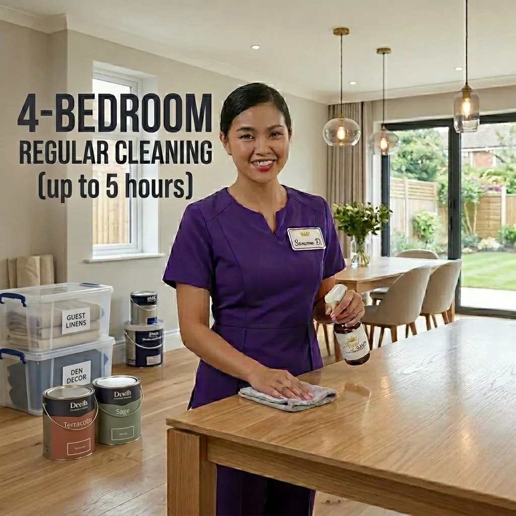 4-Bedroom Regular Cleaning (up to 5 hours)